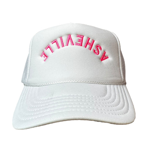 Asheville Trucker Hat (white/pink)